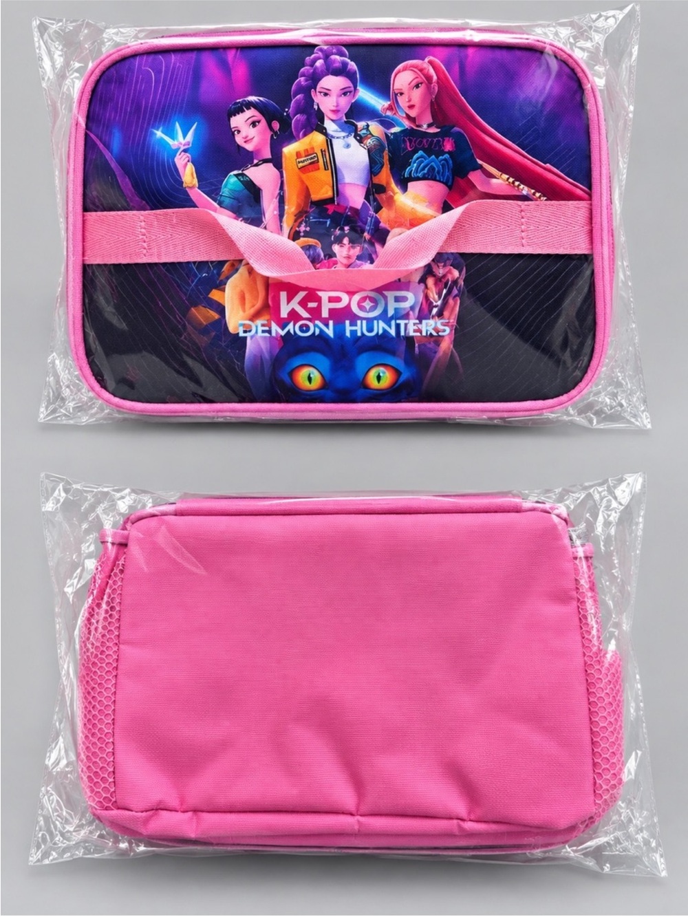 K-Pop Demon Hunters Large Insulated Lunch Box Bag - Pink with Shoulder Strap